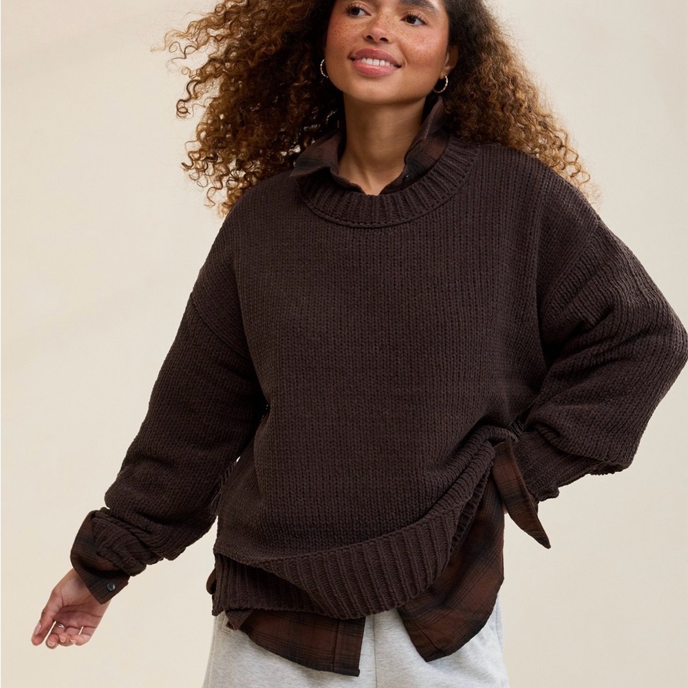 Aerie Dark Brown Crewneck Sweater